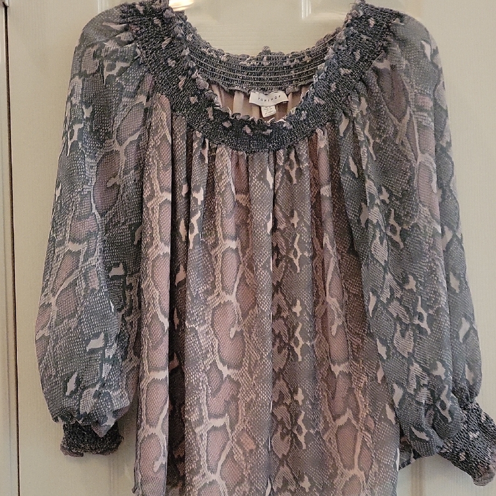 Topshop Gray Snake Print Blouse